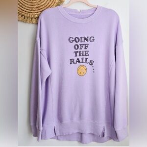 AERIE SZ LRG Oversized Graphic Sweatshirt "Going Off The Rails"